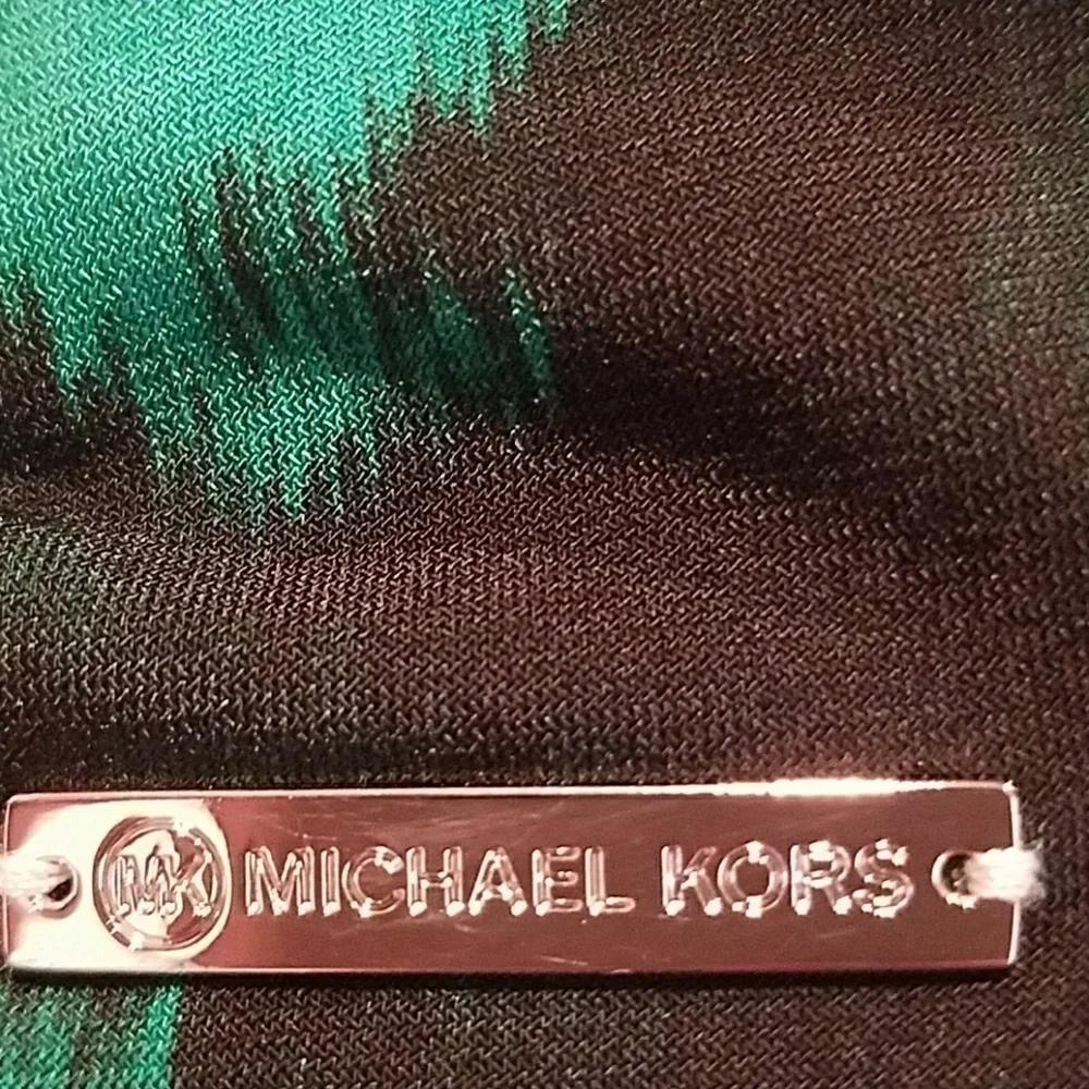Michael Kors black & green blouse. Cowl neck L - Picture 4 of 6